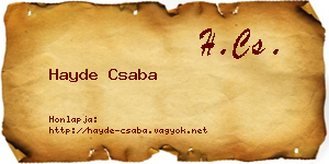 Hayde Csaba névjegykártya